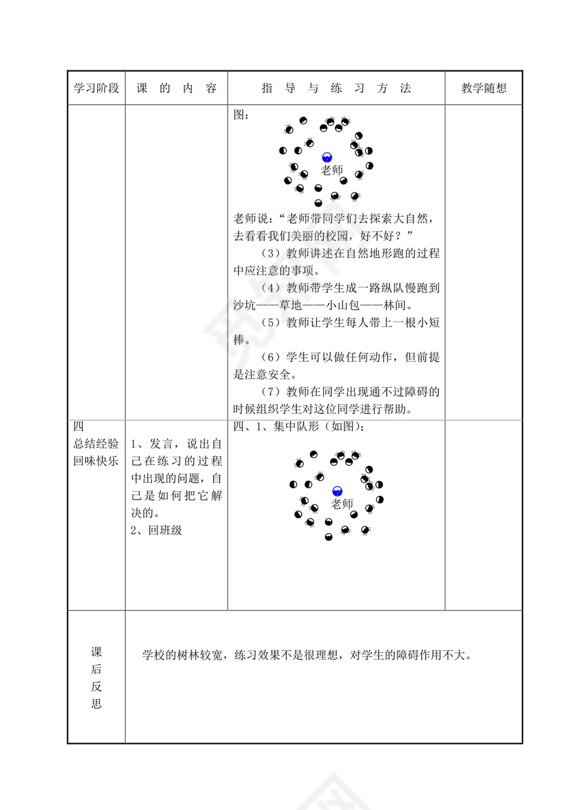 白色简洁小学体育教案学校老师教学教案模板