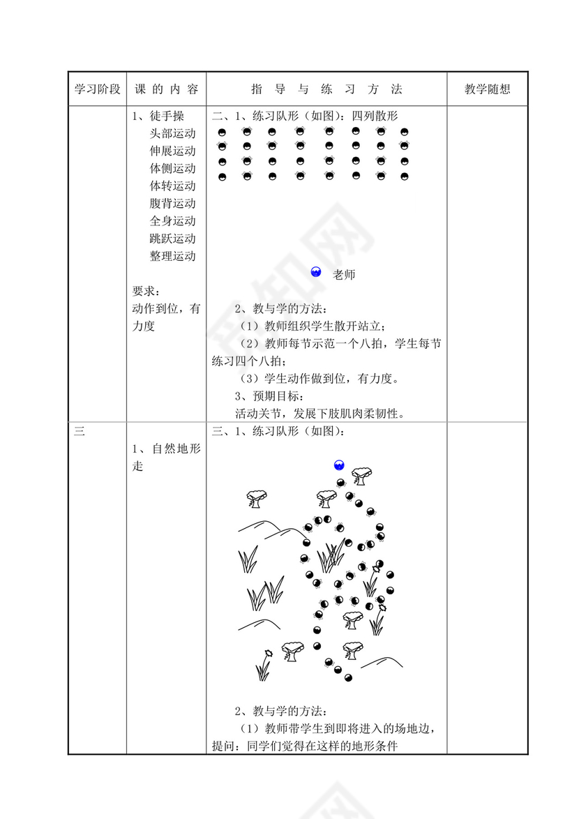 白色简洁小学体育教案学校老师教学教案模板