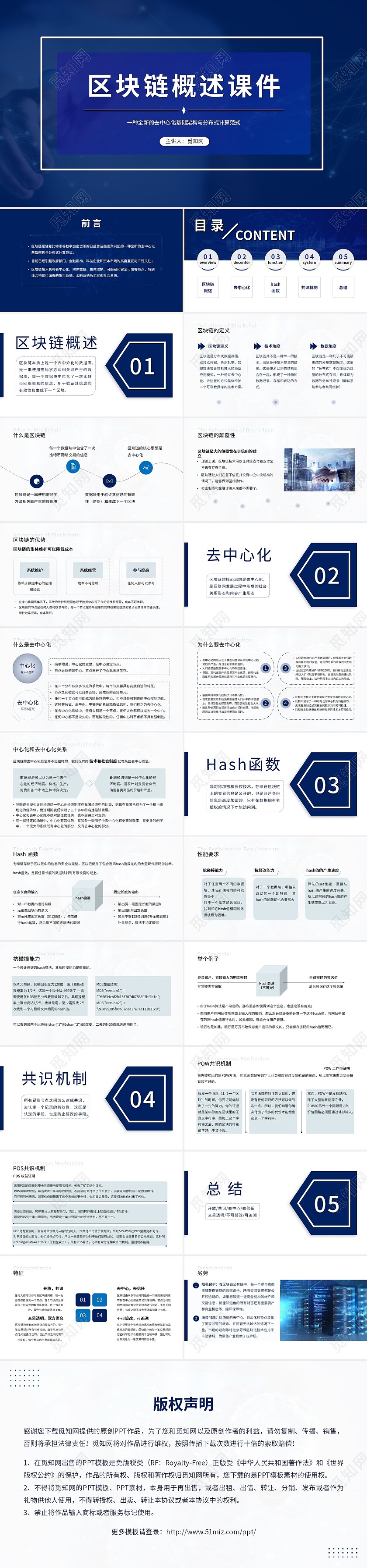 蓝色商务区块链概述PPT课件区块链介绍