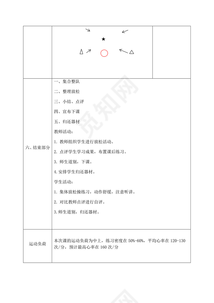 白色简洁快速跑教案跑步教案体育教案运动教学教案模板