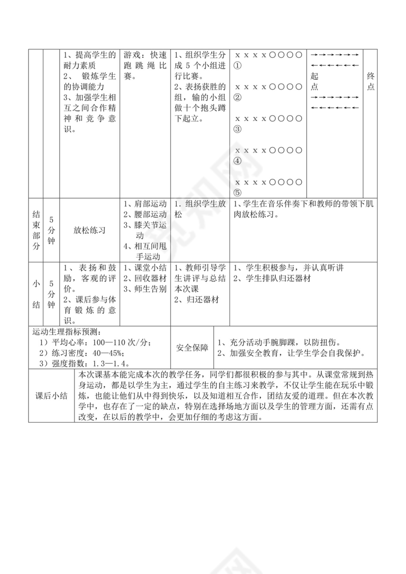 白色简洁跳绳教案体育教案运动活动教学教案模板