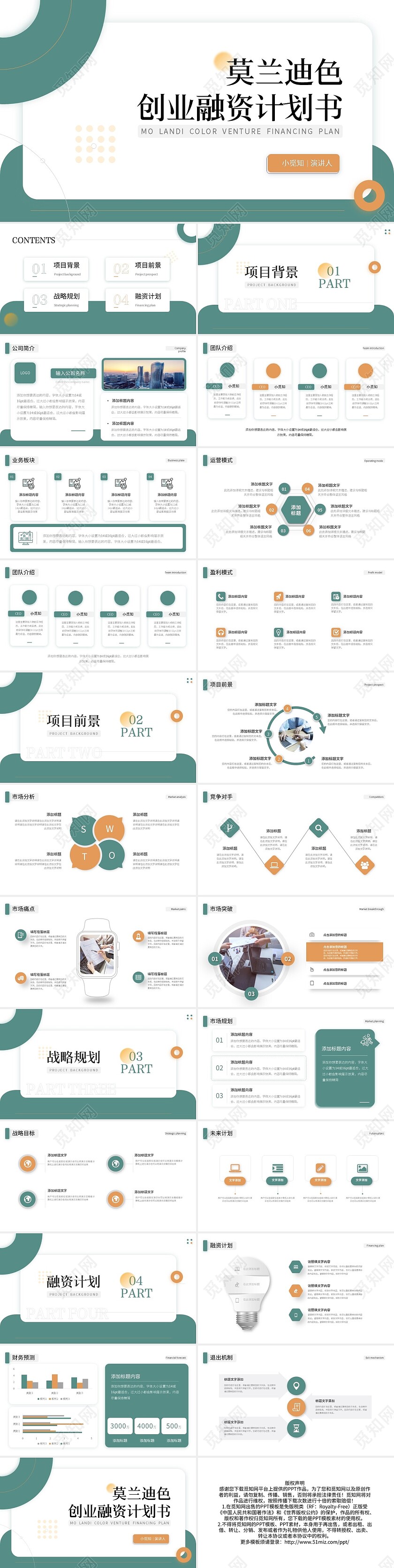 简约莫兰迪色创业融资计划书PPT模板宣传PPT动态PPT创创业商业计划书