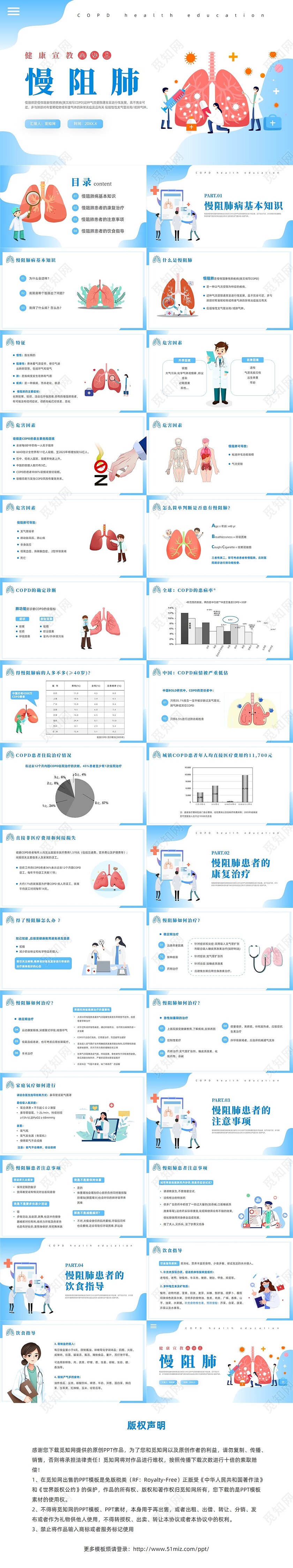蓝色插画风慢阻肺健康宣教课件