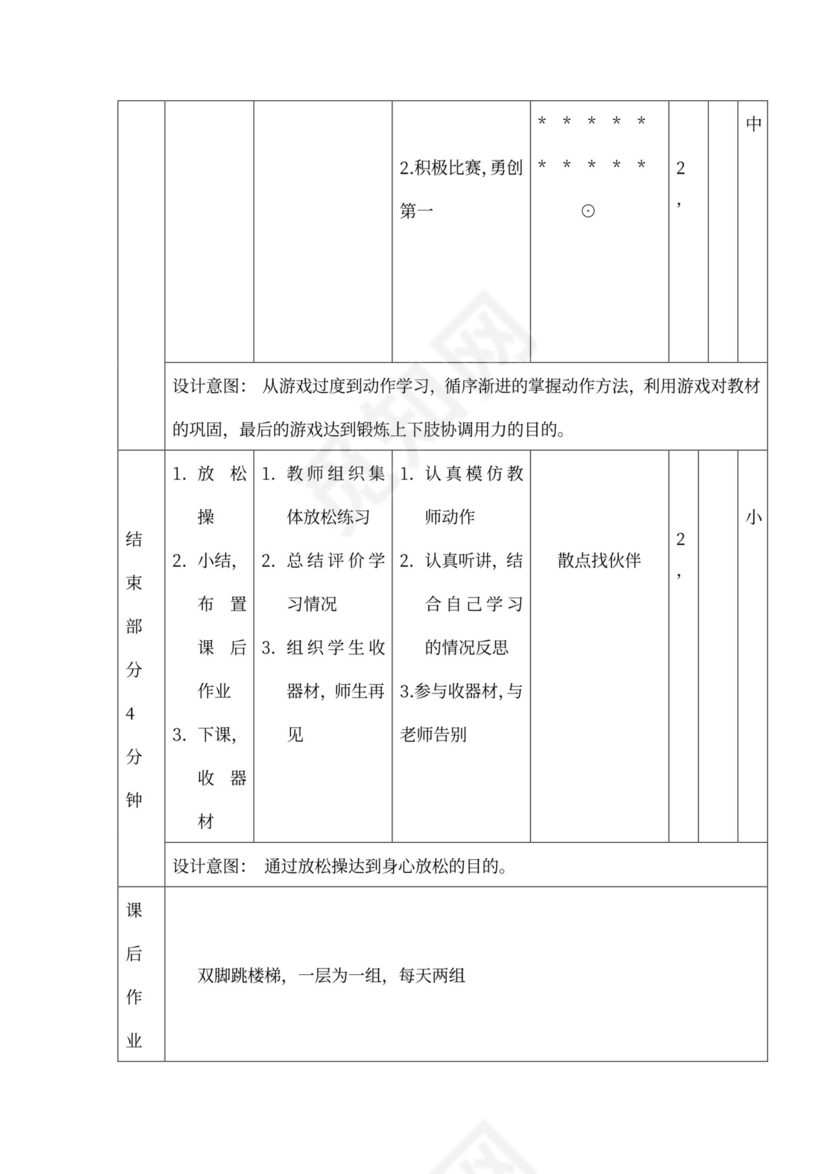 白色简约小学体育与健康立定跳远教学设计蹲踞式跳远教案