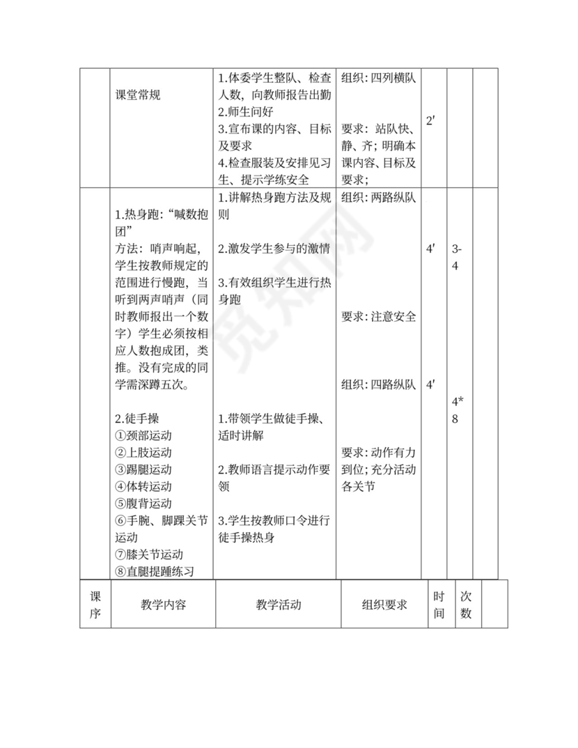 白色简约八年级跨越式跳高教学设计跨越式跳高教案