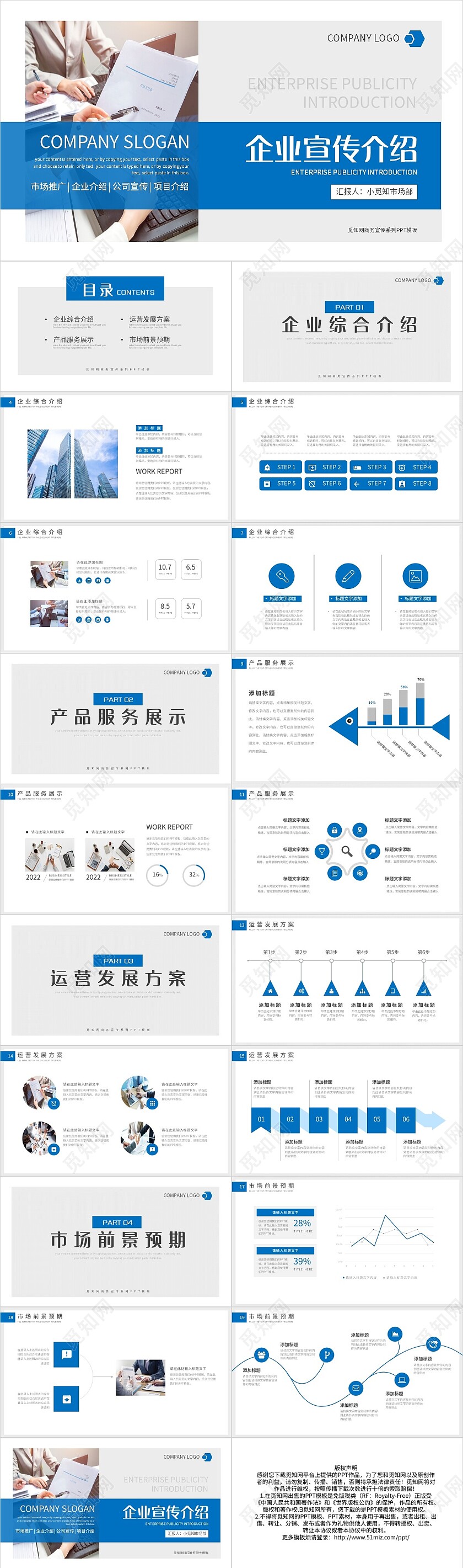 蓝色简约企业宣传介绍PPT模板宣传PPT动态PPT公司介绍