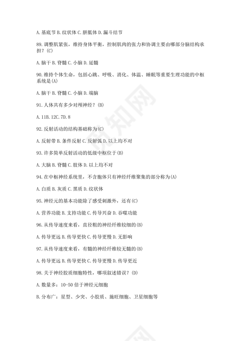 白色简洁医学基础知识试题医学医生考试试题模板