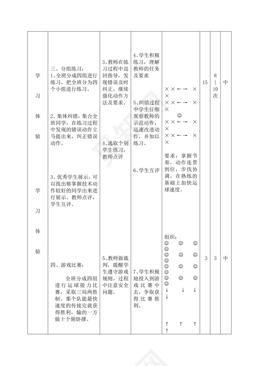体育教案白色简洁篮球行进间运球教案体育运动教学教案模板