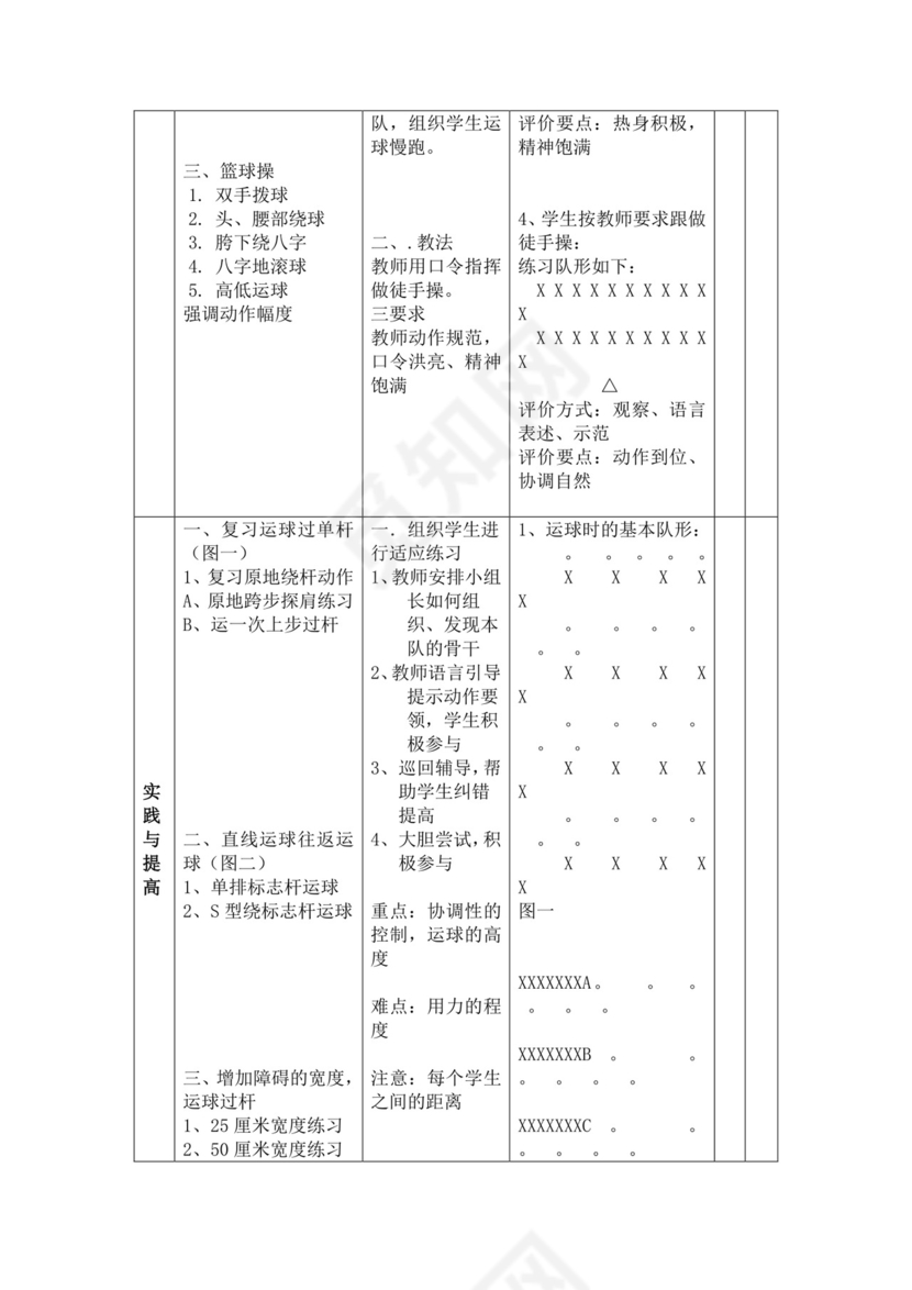 体育教案白色简洁篮球行进间运球教案体育运动教学教案模板