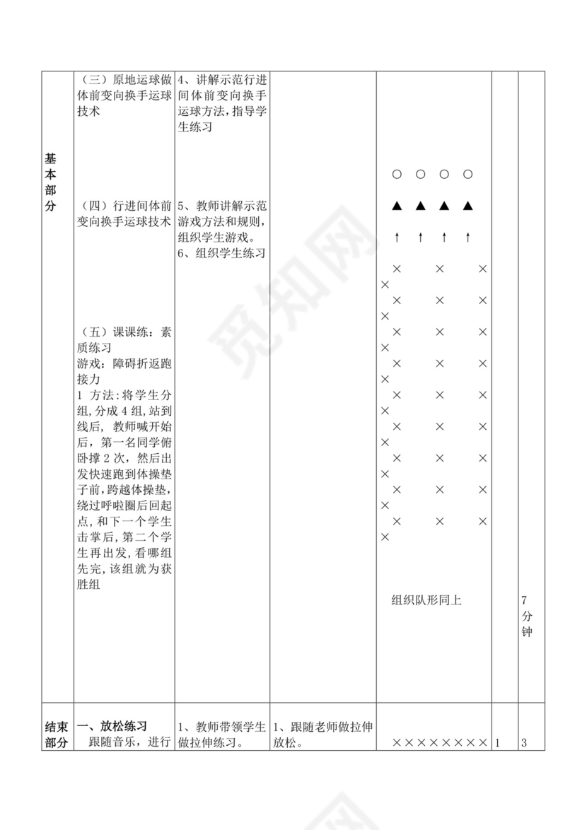 体育教案白色简洁篮球行进间运球教案体育运动教学教案模板