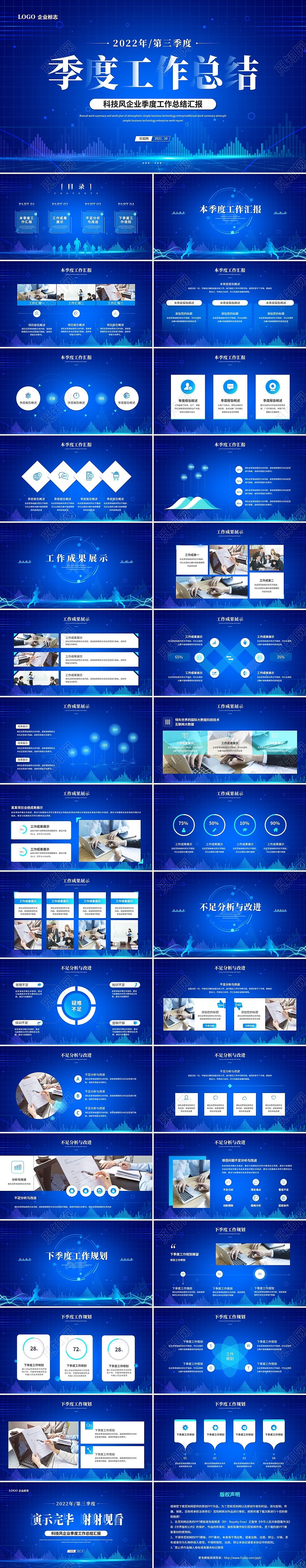大气商务科技风季度工作总结工作汇报工作报告ppt模板