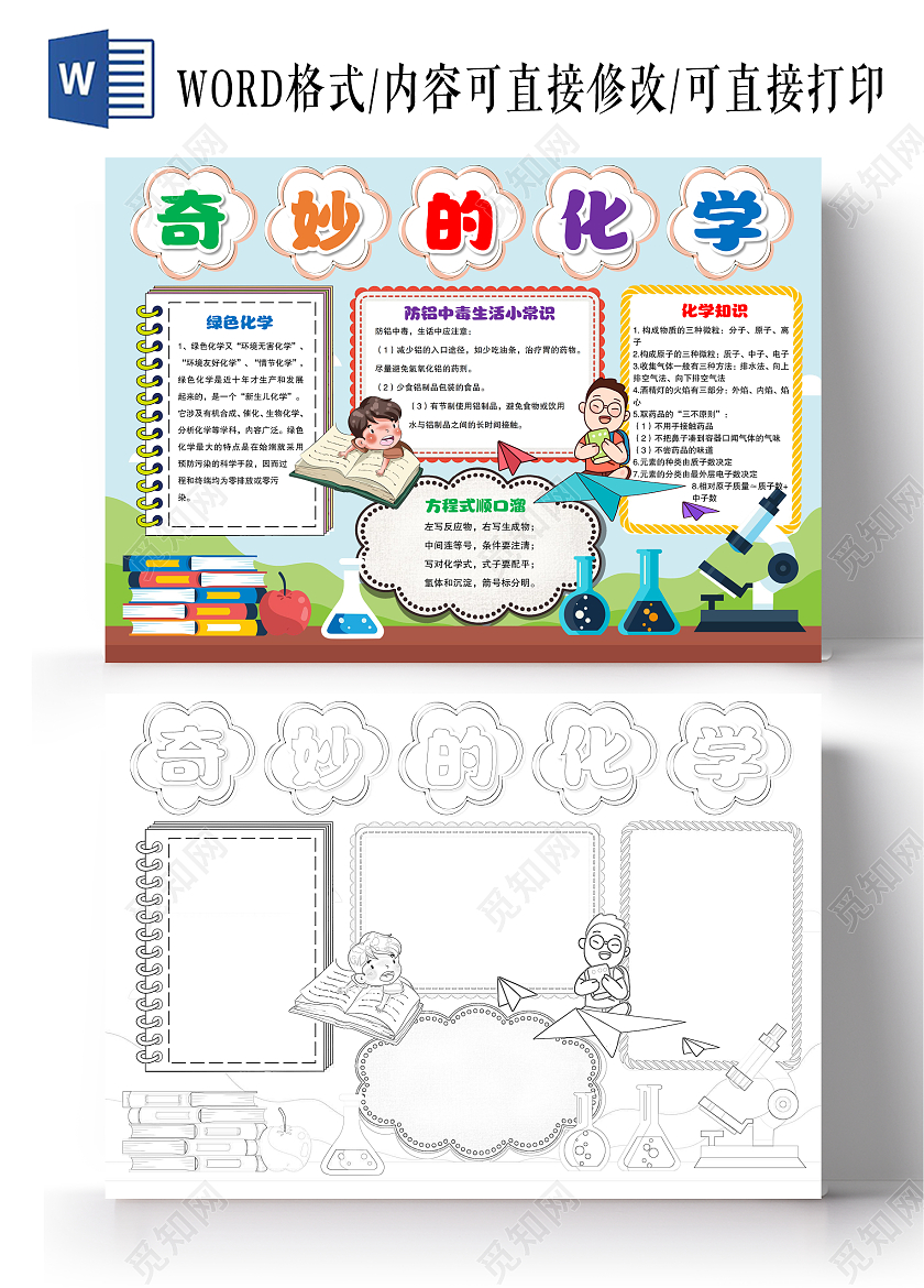 卡通风格奇妙的化学小报手抄报化学小报手抄报