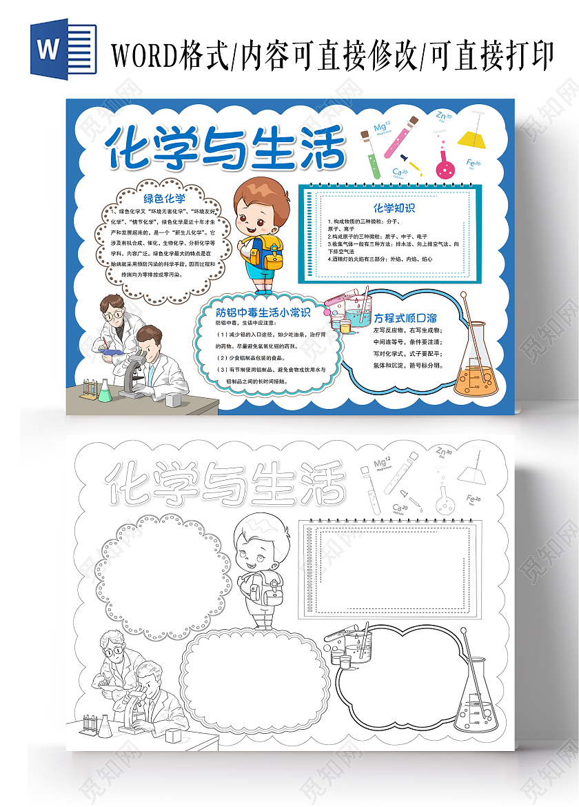 蓝色奇妙化学与生活小报手抄报化学小报手抄报