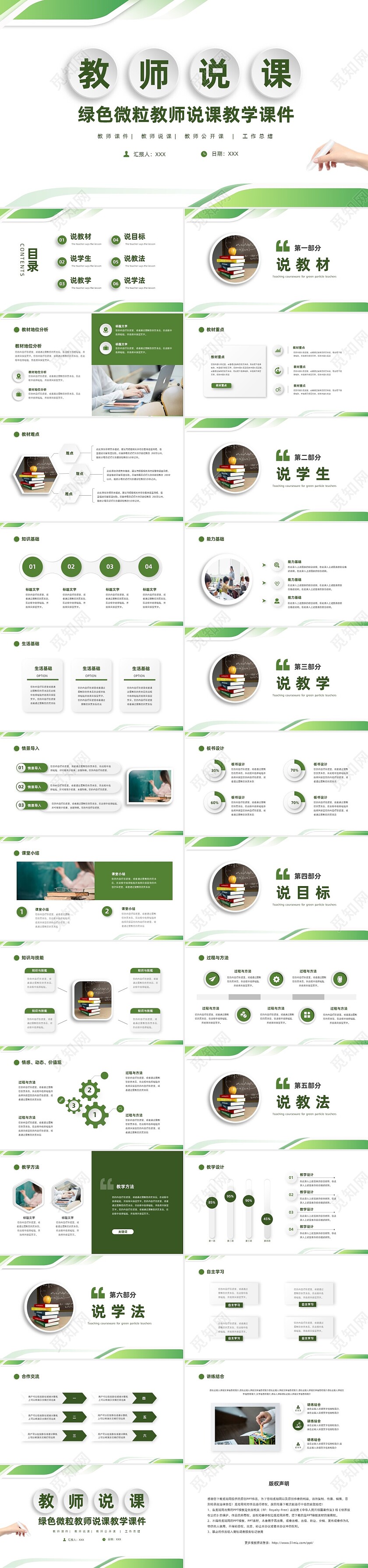 绿色清新微粒教师说课教学课件PPT