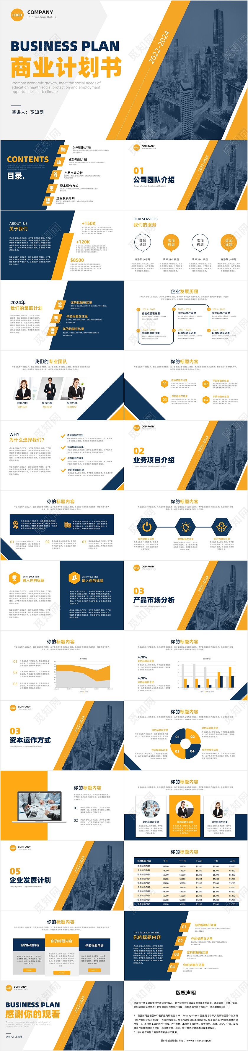 黄色简约大气商务通用商业计划书招商PPT模板