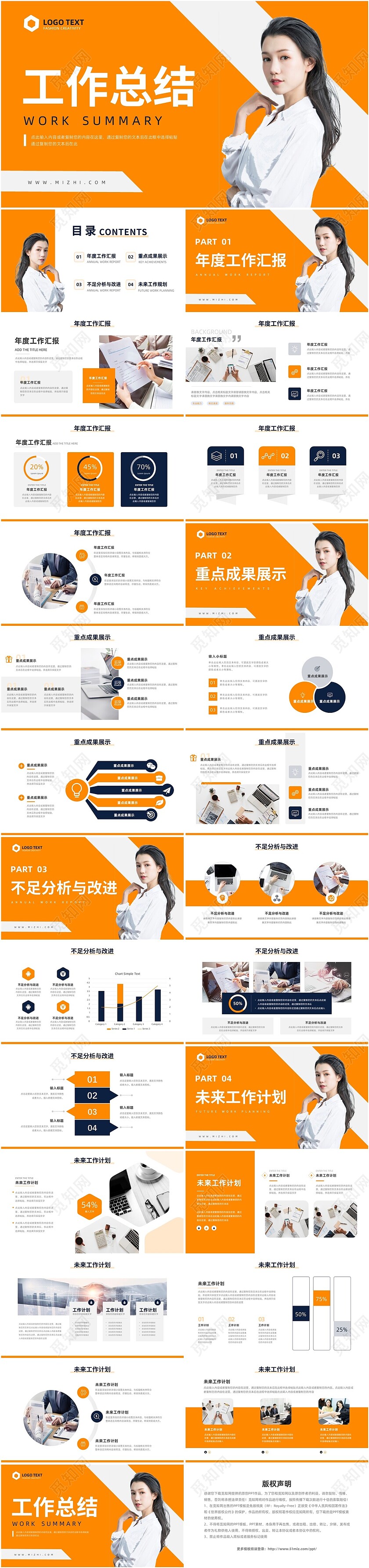 橙色商务加油打工人工作总结PPT模板宣传PPT动态PPT