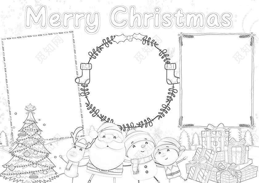 蓝色卡通圣诞快乐英文小报手抄报圣诞节英语