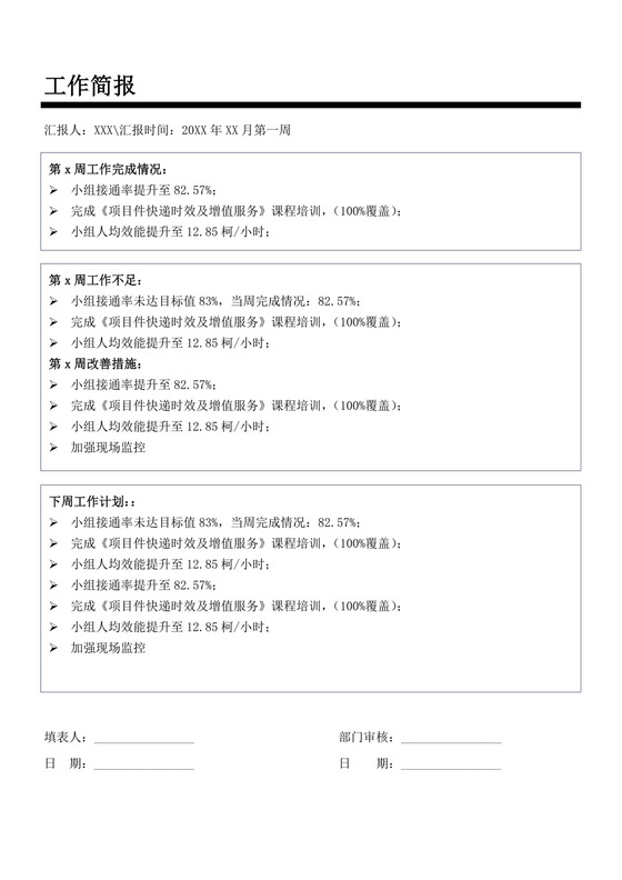 白色简洁工作简报企业公司工作简报模板