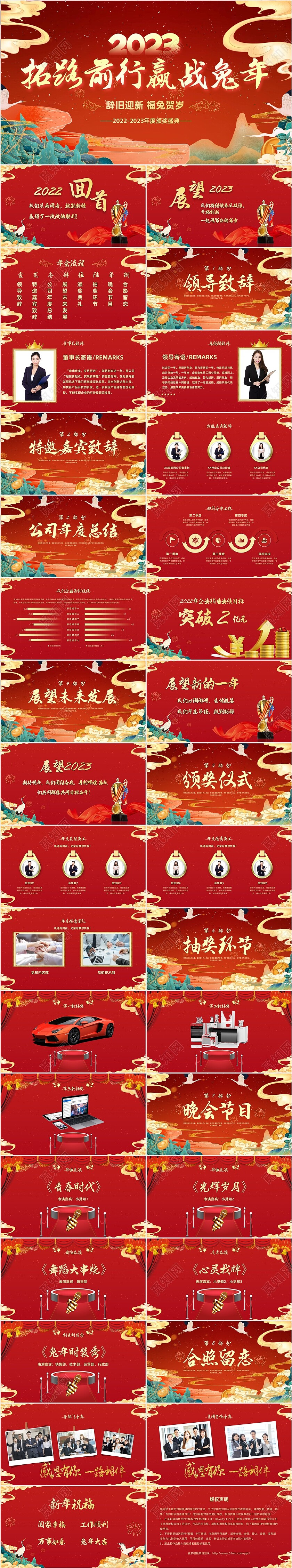 红色喜庆大气企业年终颁奖年终总结年会颁奖PPT