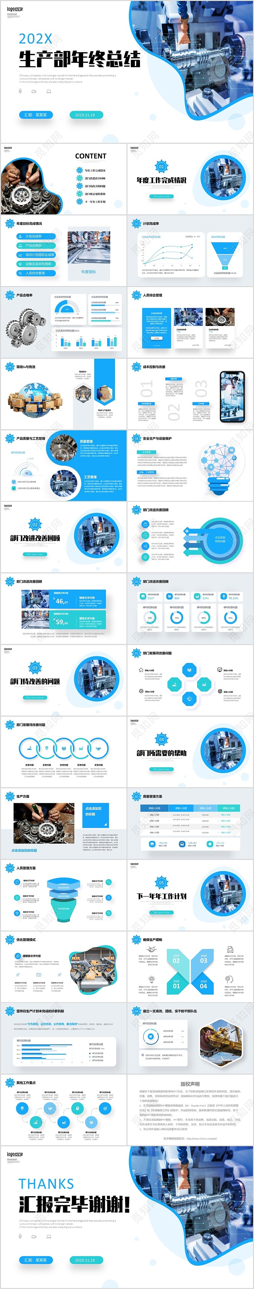 商务实拍车间机床生产部年终总结工作汇报计划PPT
