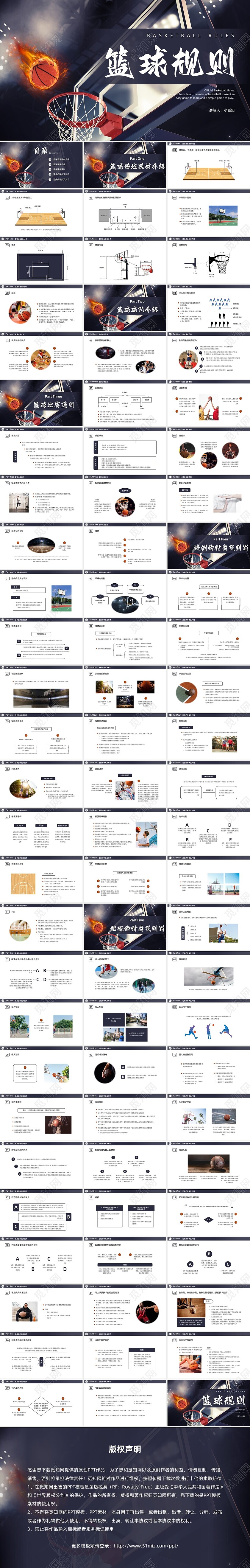 深蓝色水彩简约商务篮球规则企业培训PPT课件