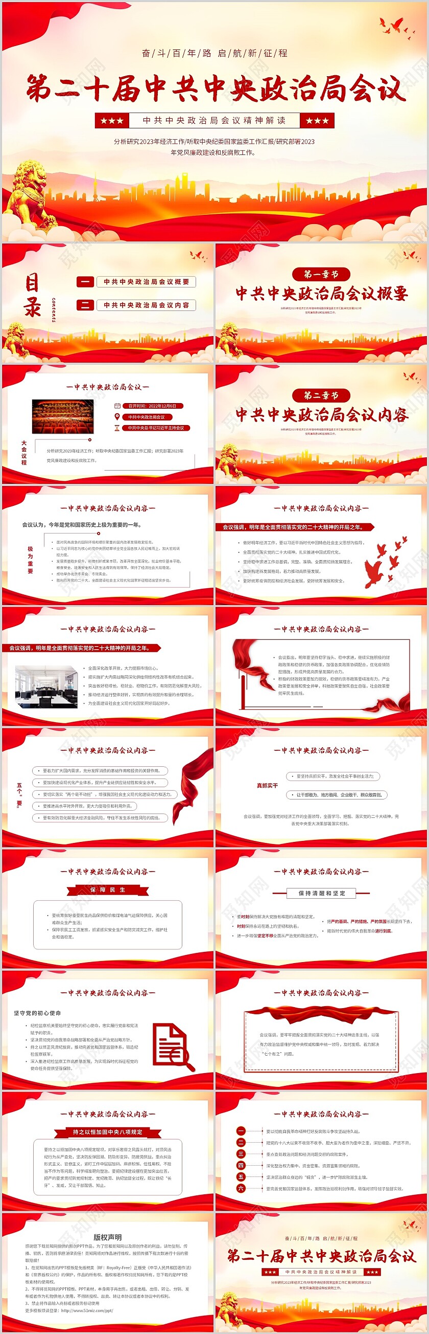 浅色党政风第二十届中共中央政治局会议解读主题PPT模板中央中央经济工作会议