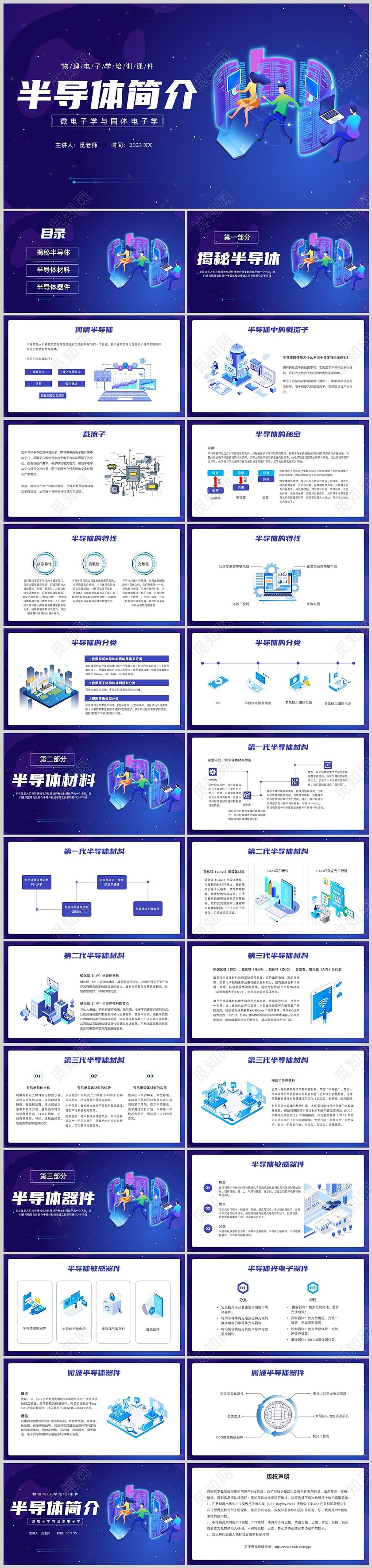 蓝色插画半导体简介PPT课件半导体简介资料