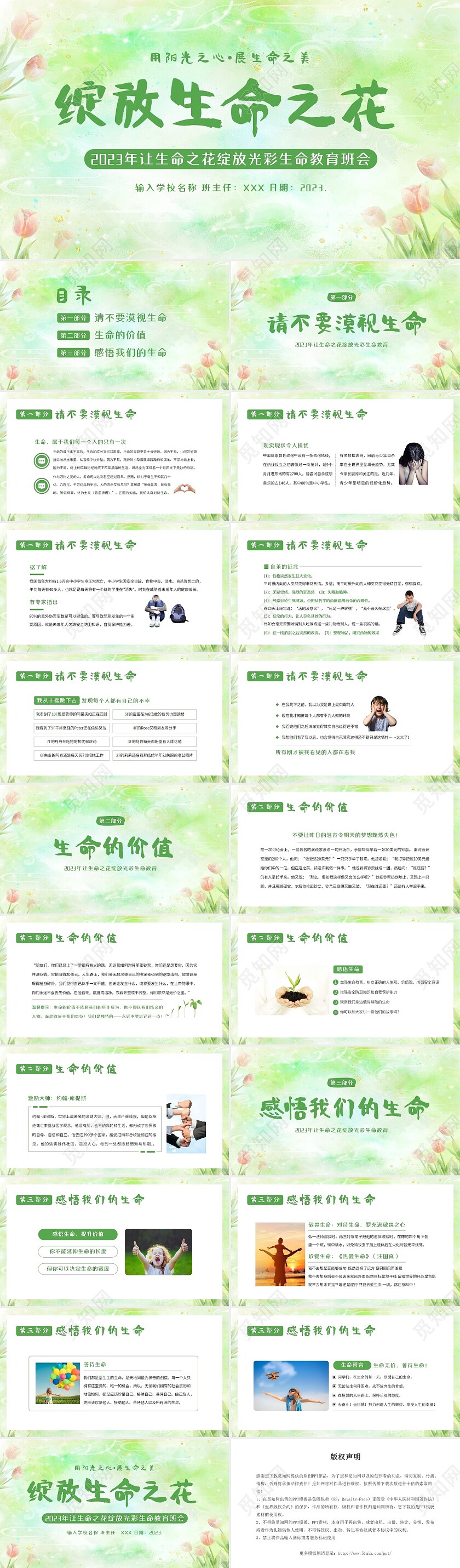 2023年敬畏生命珍爱生命关爱生命生命教育主题班会PPT课件