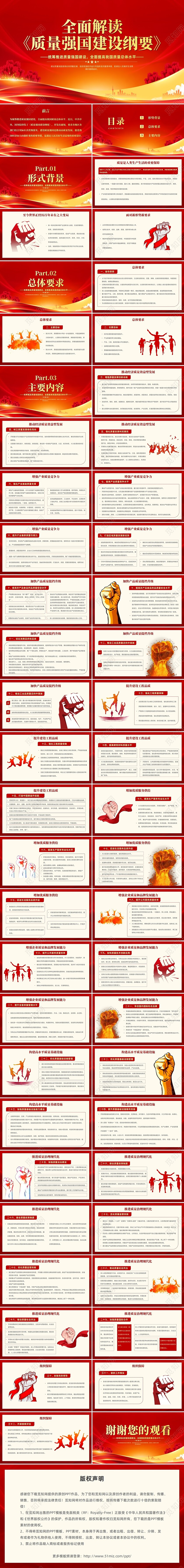 红色党政风全面解读质量强国建设纲要PPT模板