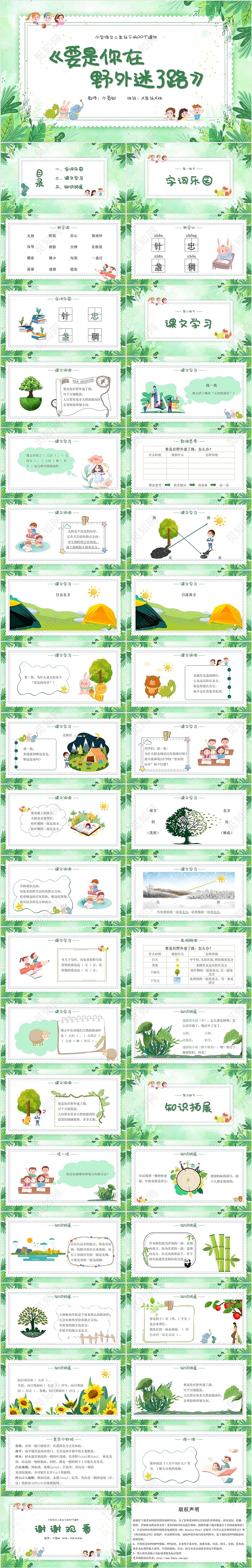 要是你在野外迷了路小清新二年级语文下册PPT小学语文二年级小学语文二年级下册课件