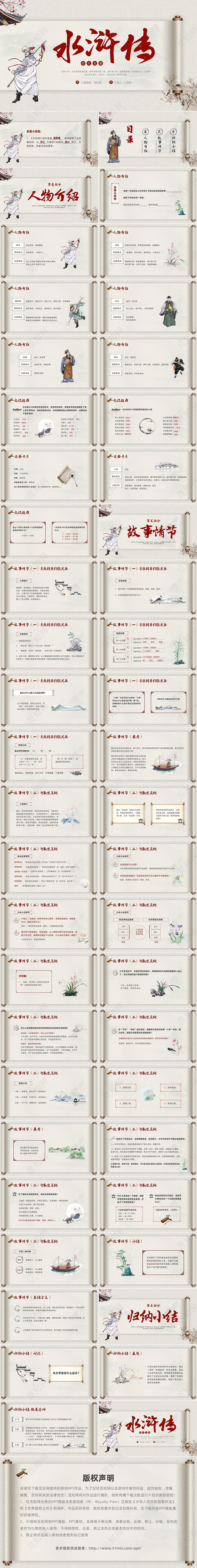 红色古风水浒传名著导读PPT模板宣传PPT动态PPT读书分享