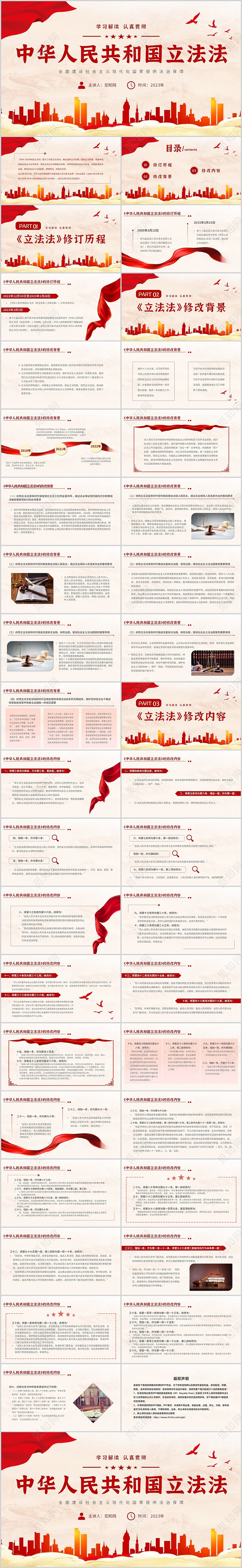 黄色简约全面解读中华人民共和国立法法主题PPT模板两会