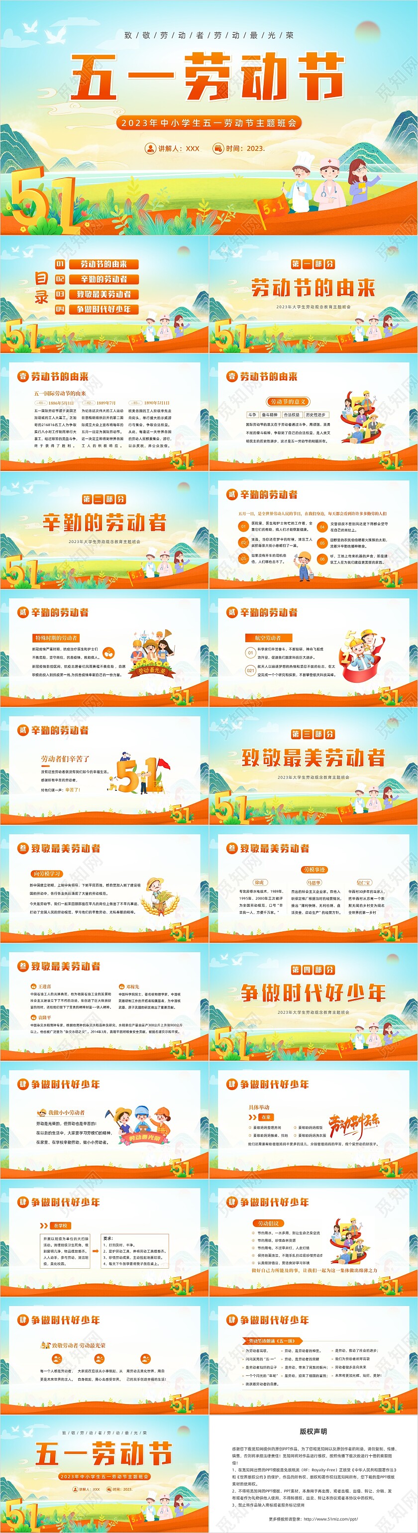 2023年五一国际劳动节劳动最光荣劳模精神主题班会PPT课件五一劳动节