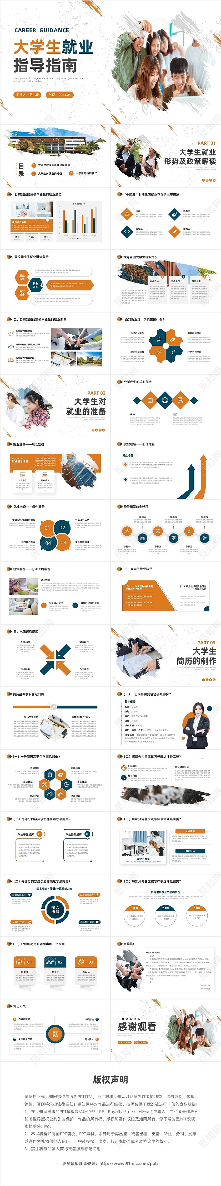 白色简约商务风大学生就业指导指南PPT就业PPT模板