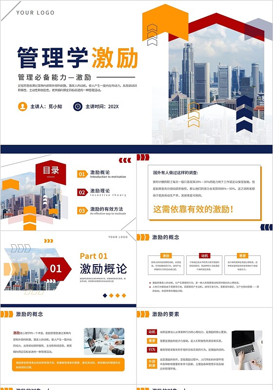 商务风管理学激励培训PPT模板人才管理