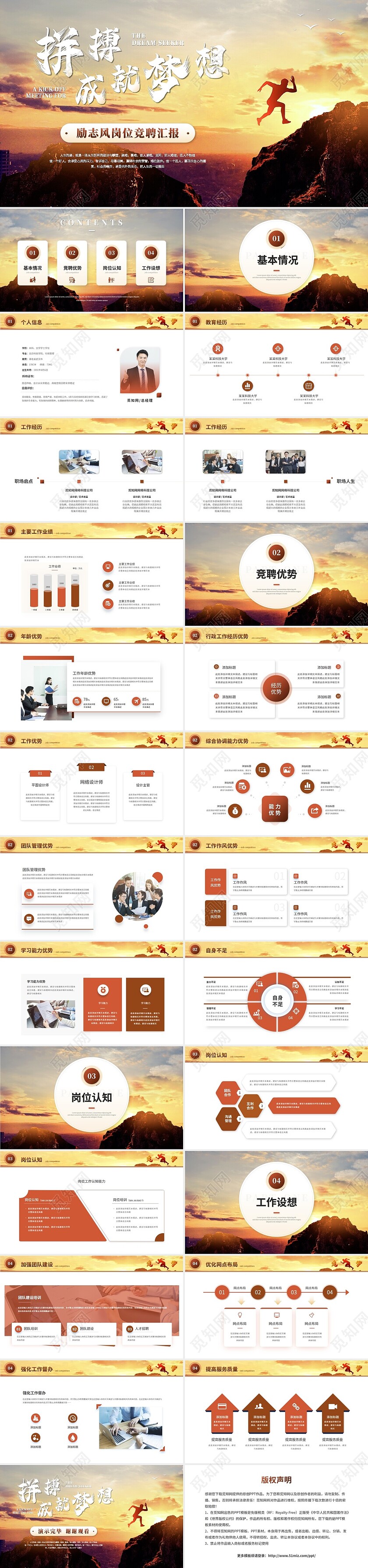 商务励志风岗位竞聘自我介绍岗位晋升个人简历ppt模板