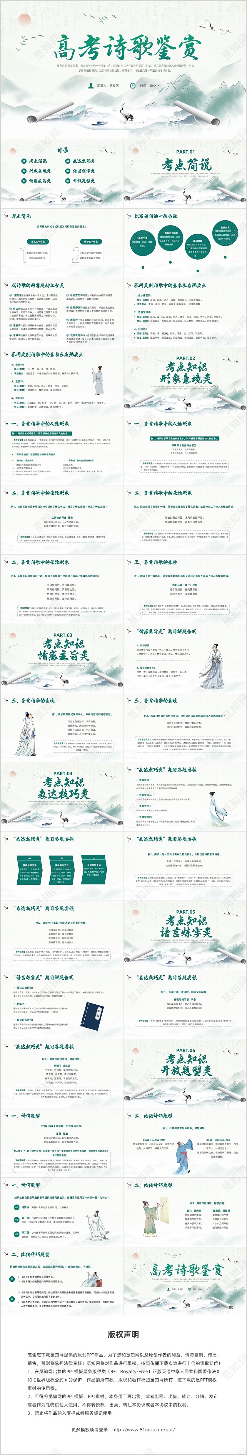 绿色水墨风语文高考诗歌鉴赏培训