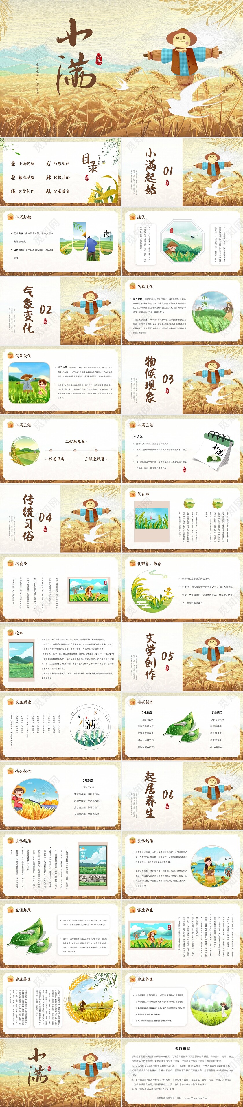 小清新中国传统二十四节气之小满节气课件主题班会介绍