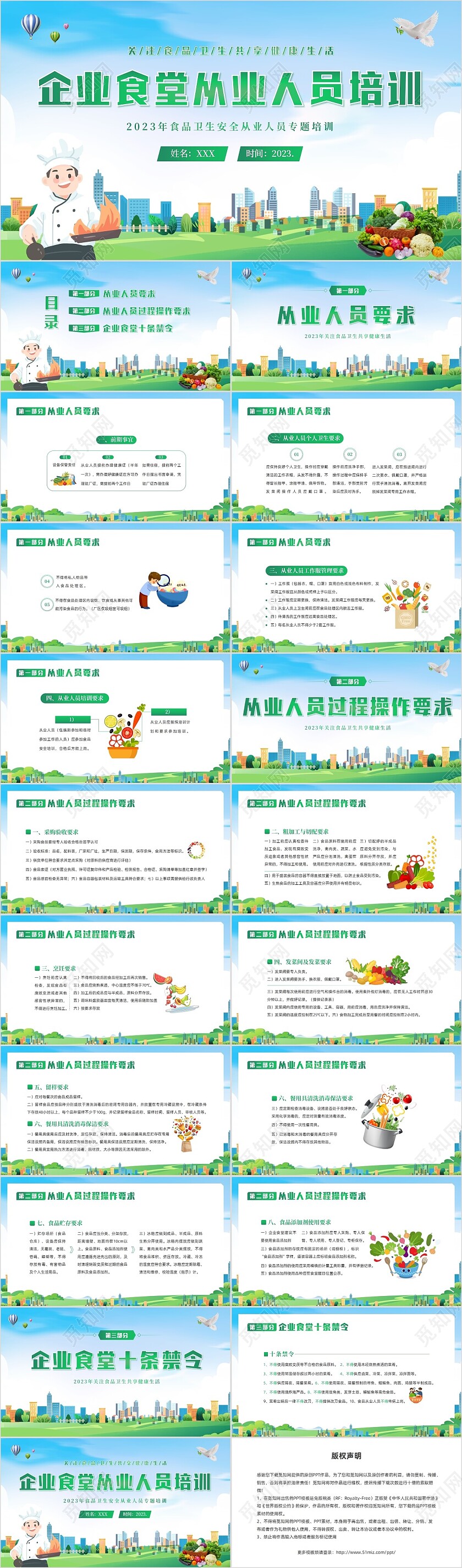 2023年企业食堂从业人员食品操作流程安全食品安全PPT课件员工培训