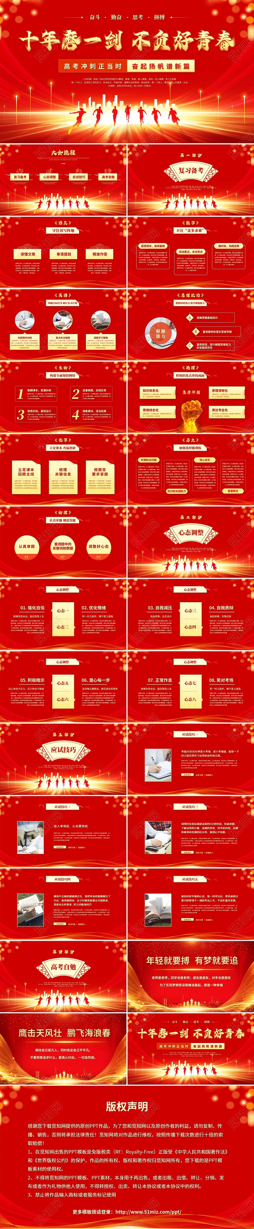 红色喜庆科技风励志高三高考冲刺百日誓师大会PPT模板