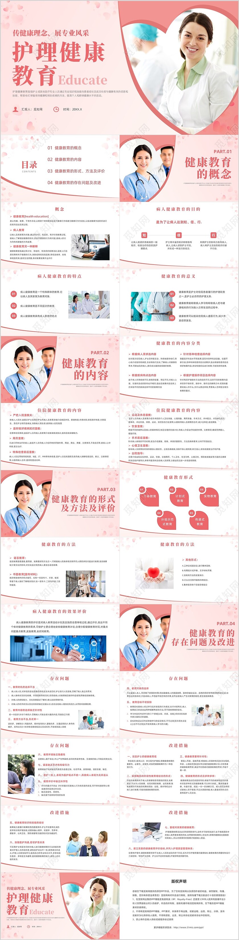 粉红色简约风护理健康教育培训护理查房