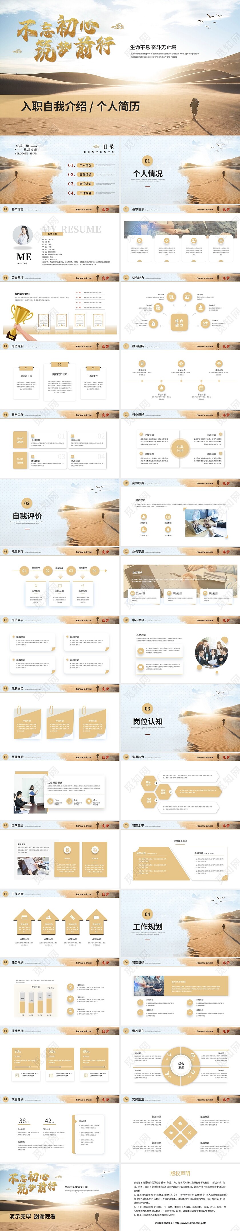 创意励志风入职自我介绍个人简历岗位竞聘ppt模板
