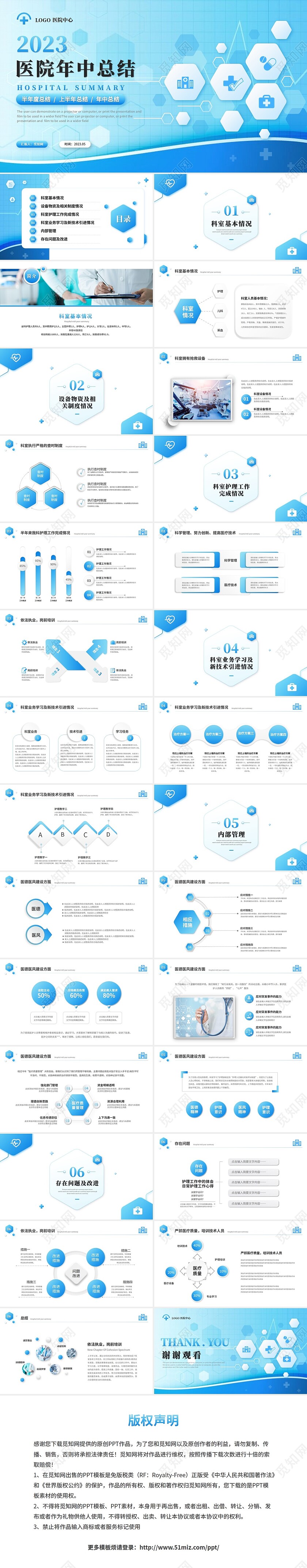 蓝色商务微粒体风医院年中总结医学医疗年中工作总结ppt模板