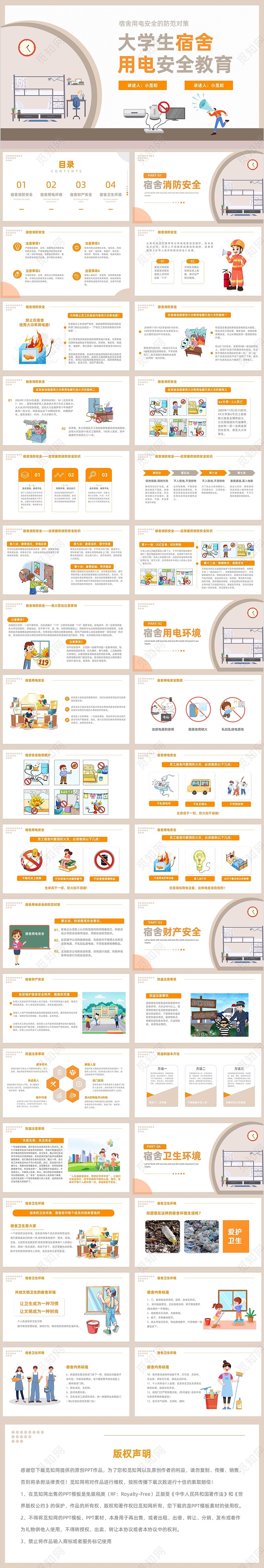 校园学生安全用电知识教育主题班会通用模版宿舍卫生用电安全