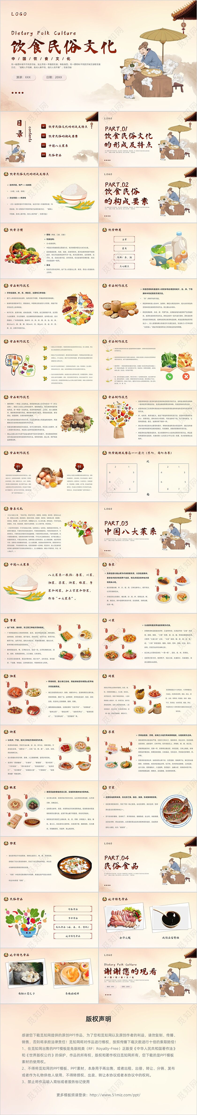 水墨饮食民俗介绍中国饮食文化中国八大菜系培训PPT模板中国中国传统文化