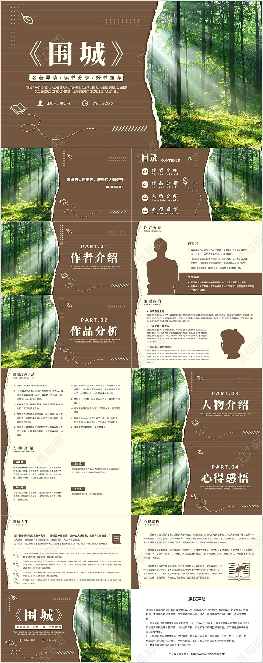 棕色简约风围城读书分享课件