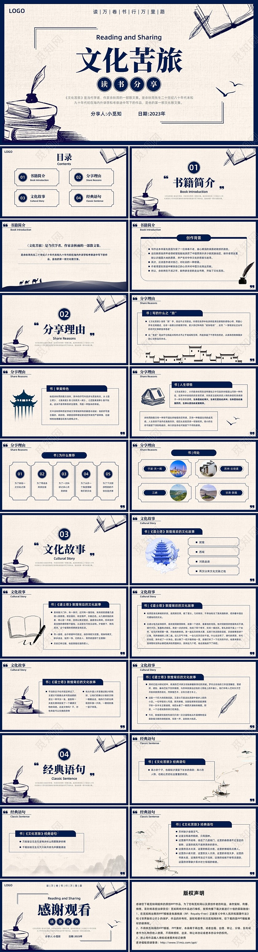 深蓝复古风文化苦旅读书分享