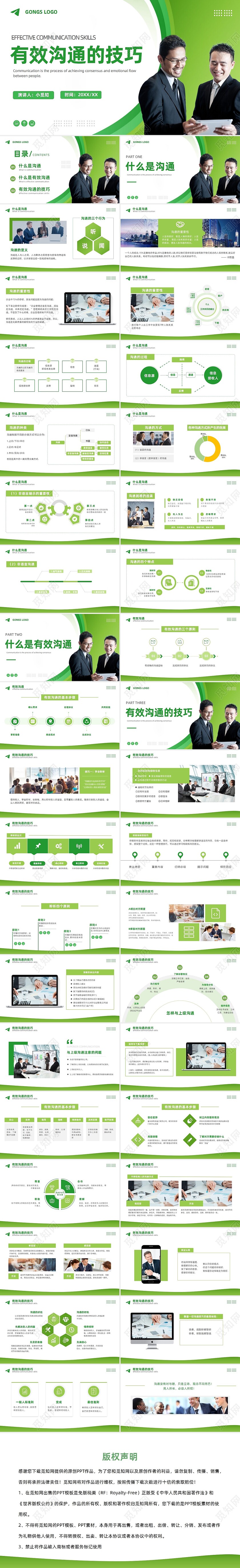 绿色商务简约有效沟通技巧培训通用PPT