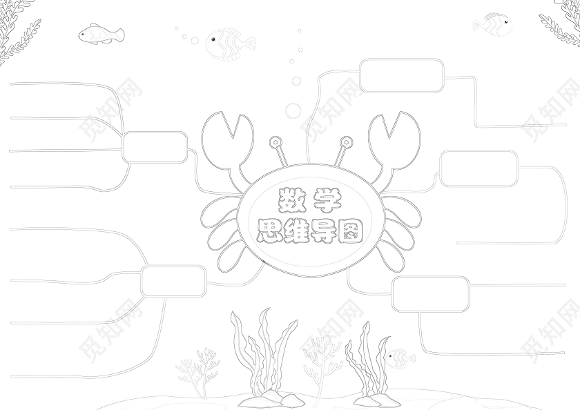 动物卡通手绘数学思维导图