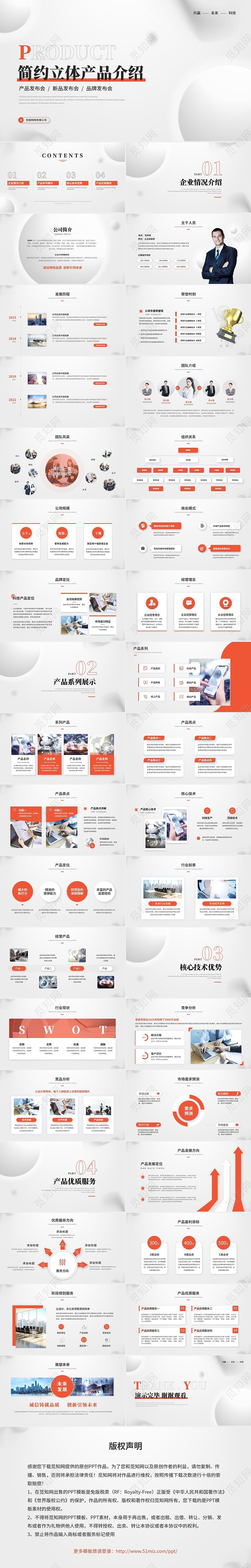 简约立体圆球产品介绍产品发布会产品宣传ppt模板